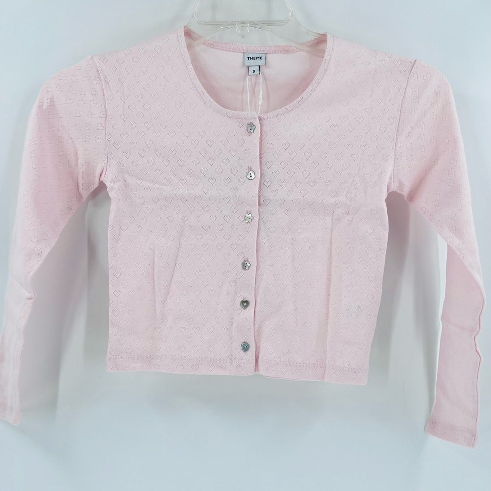 Theme Marni Heart Pointelle Cardigan in light pink new small